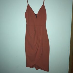 Formal mini asymmetrical tight dress, low cut